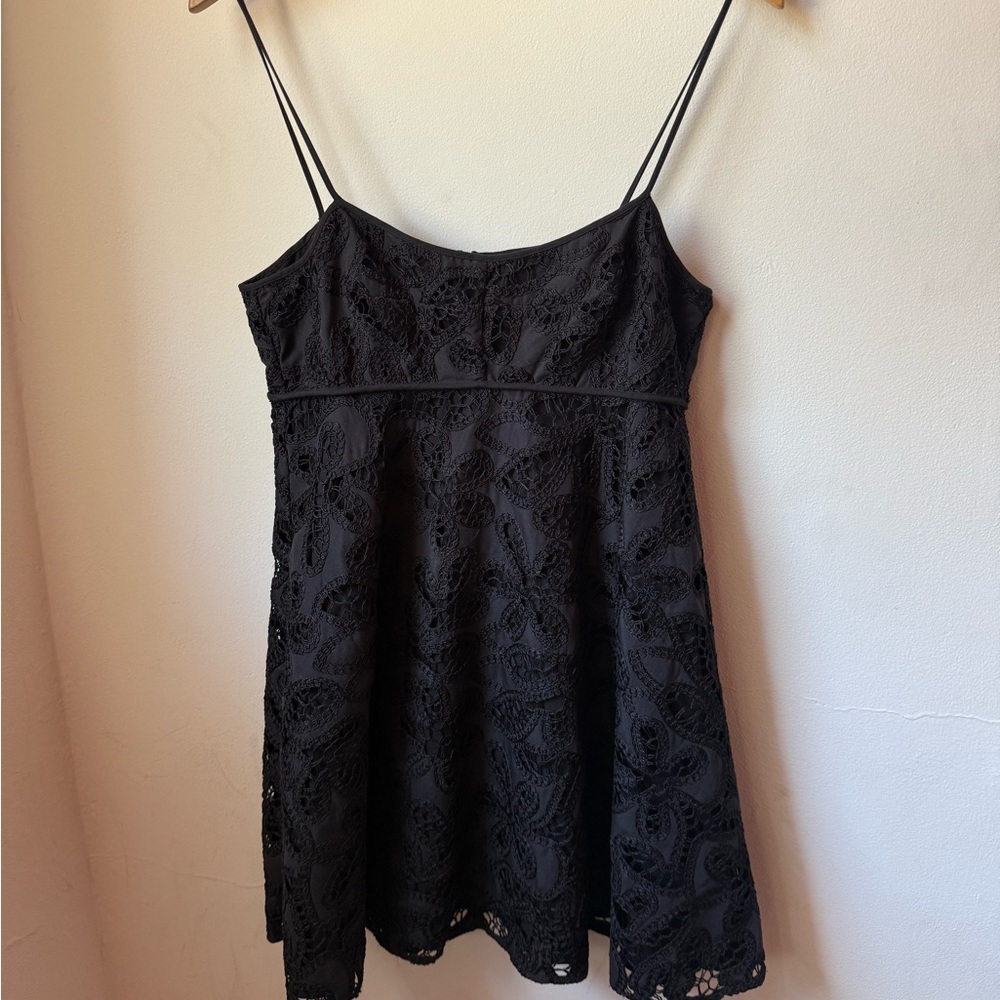 Alexis Black Lace Mini Dress with Spaghetti Straps